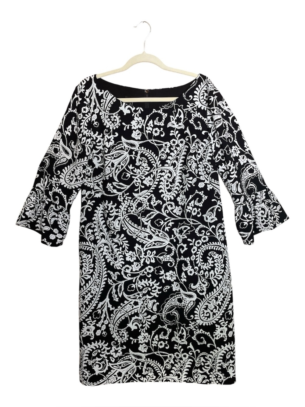 Talbots black and white paisley print dress women’s size 16